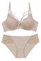 sexy slight stretch lace hollow thin pad bra set(with underwire)_Light Purple_Beige