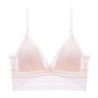 sexy slight stretch lace solid color backless padded bras_Black_White_Pink