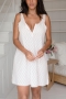 sexy non-stretch hollow jacquard lace trim mini sleepwear_White