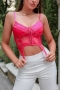 sexy 8 colors slight stretch lace sling backless bralette(no underwire)_Black_White_Pink_Magenta
