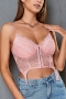 sexy 8 colors slight stretch lace sling backless bralette(no underwire)_Black_White_Pink