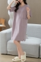 casual plus size slight stretch cotton solid color loungewear(size run small)_Pink_Watermelon Red_Yellow_Green_Sky Blue_Light Purple