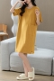 casual plus size slight stretch cotton solid color loungewear(size run small)_Pink_Watermelon Red_Yellow