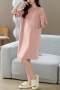 casual plus size slight stretch cotton solid color loungewear(size run small)_Pink