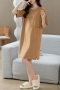 casual plus size slight stretch cotton solid color loungewear(size run small)_Pink_Watermelon Red_Yellow_Green_Sky Blue_Light Purple_Brown