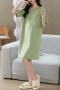 casual plus size slight stretch cotton solid color loungewear(size run small)_Pink_Watermelon Red_Yellow_Green