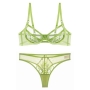 sexy slight stretch mesh embroidery bra set(with underwire)_Black_White_Pink_Green