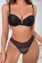 sexy slight stretch mesh non padded bra set(with underwire)_Black