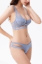 sexy slight stretch lace hollow non pad bra set(with underwire)_Black_White_Blue