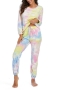 casual plus-size slight tie-dye pocket pants set loungewear_Pink