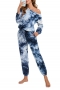 casual plus-size slight tie-dye pocket pants set loungewear_Pink_Dark Blue
