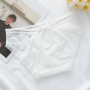 sexy stretch mesh shirring hollow bow mid-low waist panties_Black_White