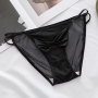 sexy stretch mesh satin bow low waist panties_Black