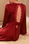 sexy non-stretch lace satin hollow with belt sleepwear_Black_White_Rose Red