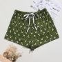 casual slight stretch lace-up panda shorts loungewear_Pink_Green