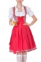 plus size halloween two-piece set maid costumes(with apron, no stockings)_Pink_Red