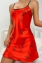 sexy non-stretch satin heart batch printing sling mini dress sleepwear_Gray_Pink_Red