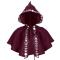 halloween non-stretch gothic printing short hooded cape costume_Black_Rose Red