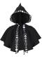 halloween non-stretch gothic printing short hooded cape costume_Black