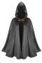 halloween non-stretch retro suede fabric hooded cape costume_Black