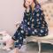 plus size non-stretch satin bear batch printing sleepwear size run small_Pink_Dark Blue