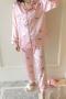 plus size non-stretch satin cherry batch printing sleepwear size run small_Pink
