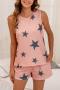 s-5xl casual plus-size slight stretch stars shorts set loungewear_Pink