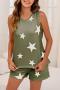 s-5xl casual plus-size slight stretch stars shorts set loungewear_Pink_Green