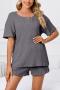 s-5xl casual plus-size slight stretch simple shorts set loungewear_Black_Dark Gray