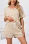 s-5xl casual plus-size slight stretch simple shorts set loungewear_Black_Dark Gray_Pink_Beige