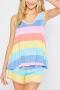 s-5xl casual plus-size slight stretch stripe shorts set loungewear_White_Pink