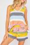s-5xl casual plus-size slight stretch stripe shorts set loungewear_White