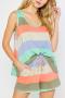 s-5xl casual plus-size slight stretch stripe shorts set loungewear_White_Pink_Aqua Green