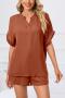 s-5xl casual plus-size slight stretch simple pocket shorts set loungewear_Dark Green_Dark Blue_Beige_Brown