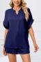 s-5xl casual plus-size slight stretch simple pocket shorts set loungewear_Dark Green_Dark Blue