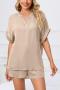 s-5xl casual plus-size slight stretch simple pocket shorts set loungewear_Dark Green_Dark Blue_Beige