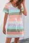 s-5xl casual plus-size slight stretch stripe lae-up loungewear_Gray