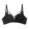 sexy slight stretch lace hollow thin soft steel ring bra_Black