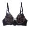 sexy slight stretch lace hollow bra_Black