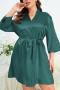xl-5xl sexy plus-size non-stretch satin with belt night gown sleepwear_Black_Pink_Red_Green