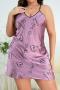 xl-5xl sexy plus-size non-stretch satin letter heart shape sleepwear_Gray_Pink_Red_Blue_Purple