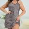 xl-5xl sexy plus-size non-stretch satin letter heart shape sleepwear_Gray