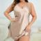 xl-5xl sexy plus-size non-stretch satin sleepwear_Black_Pink_Red_Green_Champagne