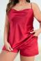 xl-5xl sexy plus-size non-stretch satin short set sleepwear_Pink_Red