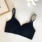 slight plus-size stretch traceless thin leaf anti-sagging bra_Black