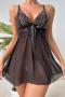 sexy slight stretch mesh rhinestone lace babydoll(no thong)_Black