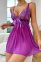 sexy slight stretch mesh rhinestone lace babydoll(no thong)_Black_White_Light Pink_Red_Sky Blue_Dark Blue_Purple