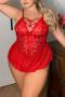 sexy plus-size slight stretch mesh lace teddy collection(new added colors)_Black_White_Red