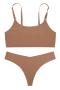 sexy slight stretch solid color sling two-piece set#2_Black_White_Pink_Beige_Khaki _Brown