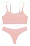 sexy slight stretch solid color sling two-piece set#2_Black_White_Pink